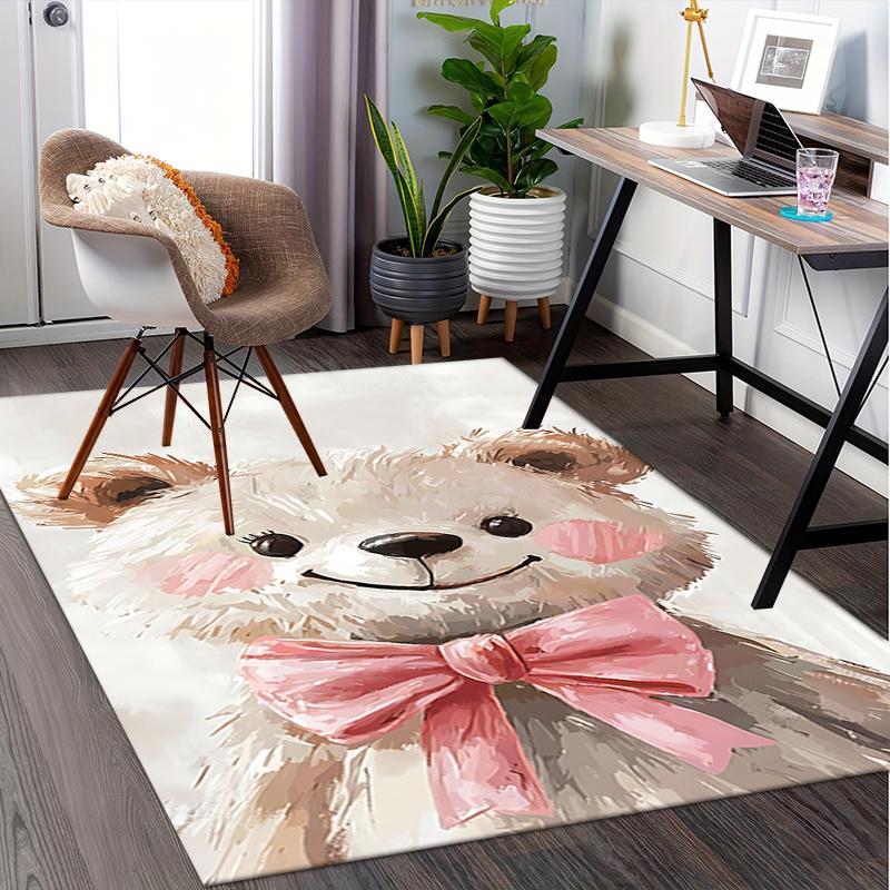 Cute Bear Theme Chair Mat: Cute Teddy Bear Office Carpet Large Size, Home Decor, Sofa Rug, Gift for Office and Living Room