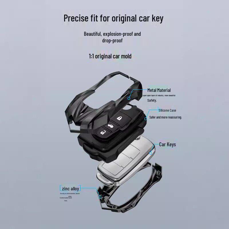 Volkswagen Key Case: Cross-Border Compatible for Lingdu, Tuangxid4x, Weiran, ID.3, ID.6X - Silver Edge, Black & White Design