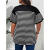 Women Striped T Shirts Oversized Crewneck Short Sleeve Tops Summer Casual Blouse Color Block Basic Tee