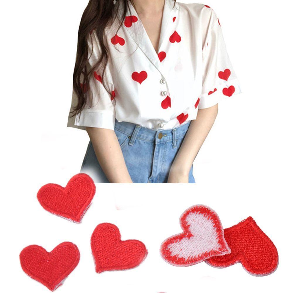 Sewing Lovely Red Heart Shape Embroidery Patch Patch Stickers Embroidery Apparel Applique Patches Patch Sticker Clothes Patch