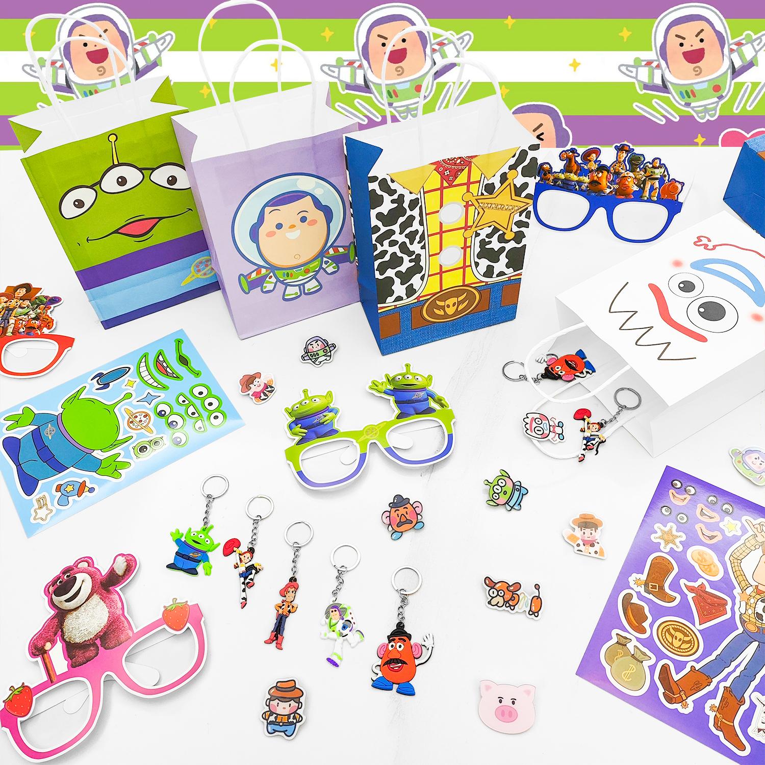 

50Pcs Cartoon for Kids,Cartoon Birthday Party Favors Set-Goodie Bags Key Chains Stickers Photo Props etc Party Supplies,for Birthday Decorations.