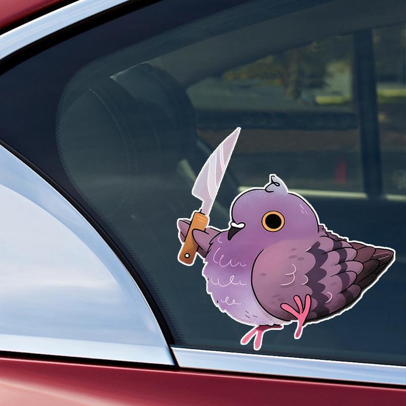 JT127#14.5x15cm Angy Pigeon with a Knife Sticker Decoration Motorcycle External Accessories Waterproof Vinyl Decals