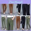 Spring Autumn Slim High Waist Womens Pants With Stretch Cotton Blend For Casual Wear