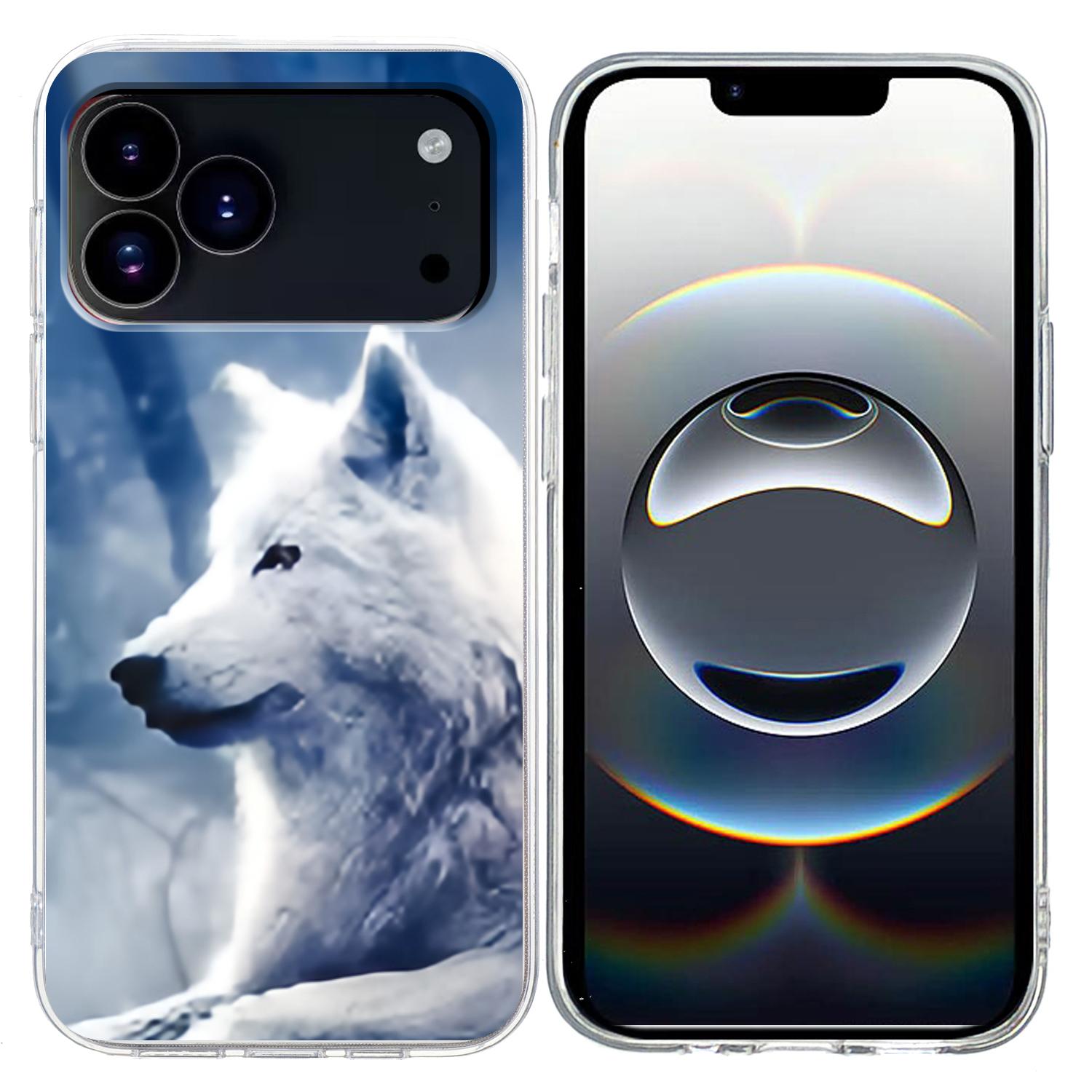 

Чехол для iPhone 17 Pro с печатью узоров, противоударный, мягкий ТПУ чехол для телефона White Wolf