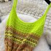Sweet Spaghetti Strap Knit Dress 2026 Summer Beach Resort Style Trendy Gradient Color Dress