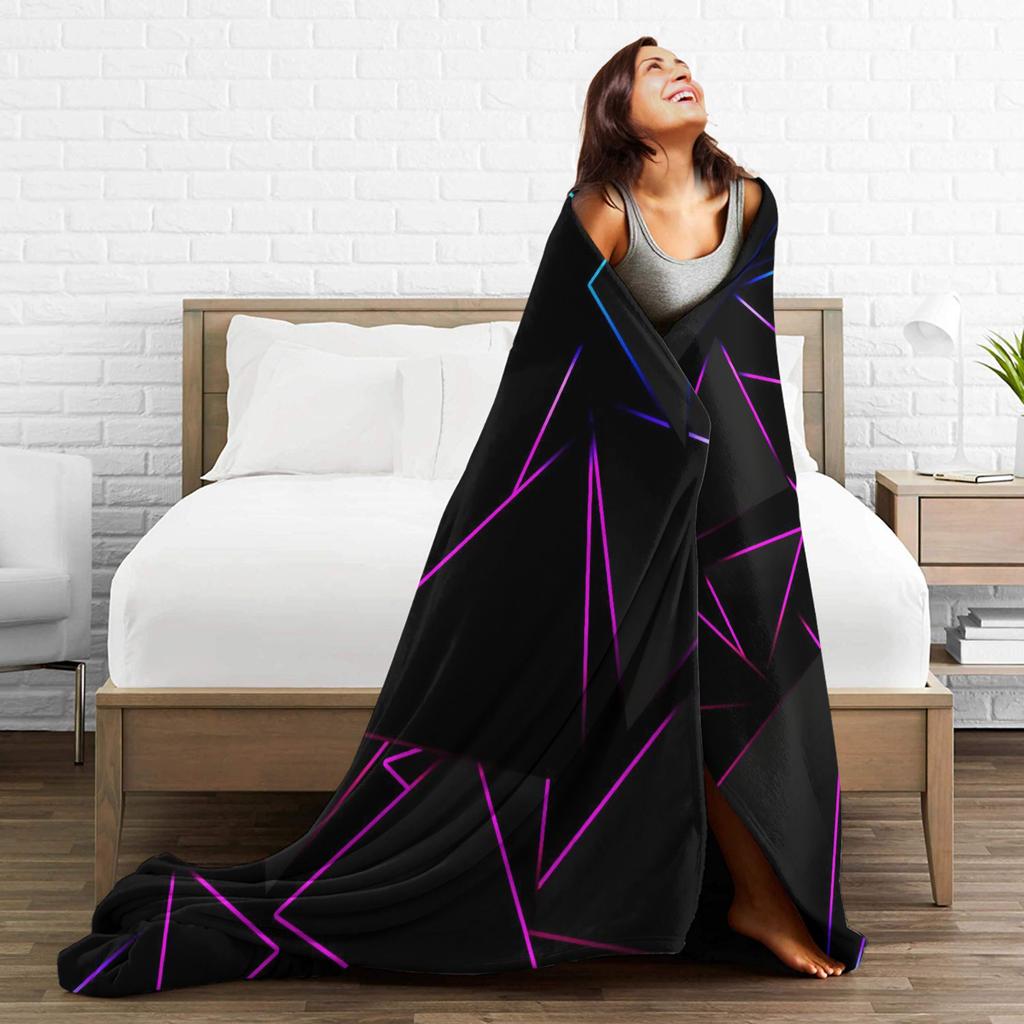 Super Soft BlanketsGirls Boys Airplane Travel Glowing Geometric Shapes On Dark Throw Blanket  Flannel Bedspread For Sofa Cover