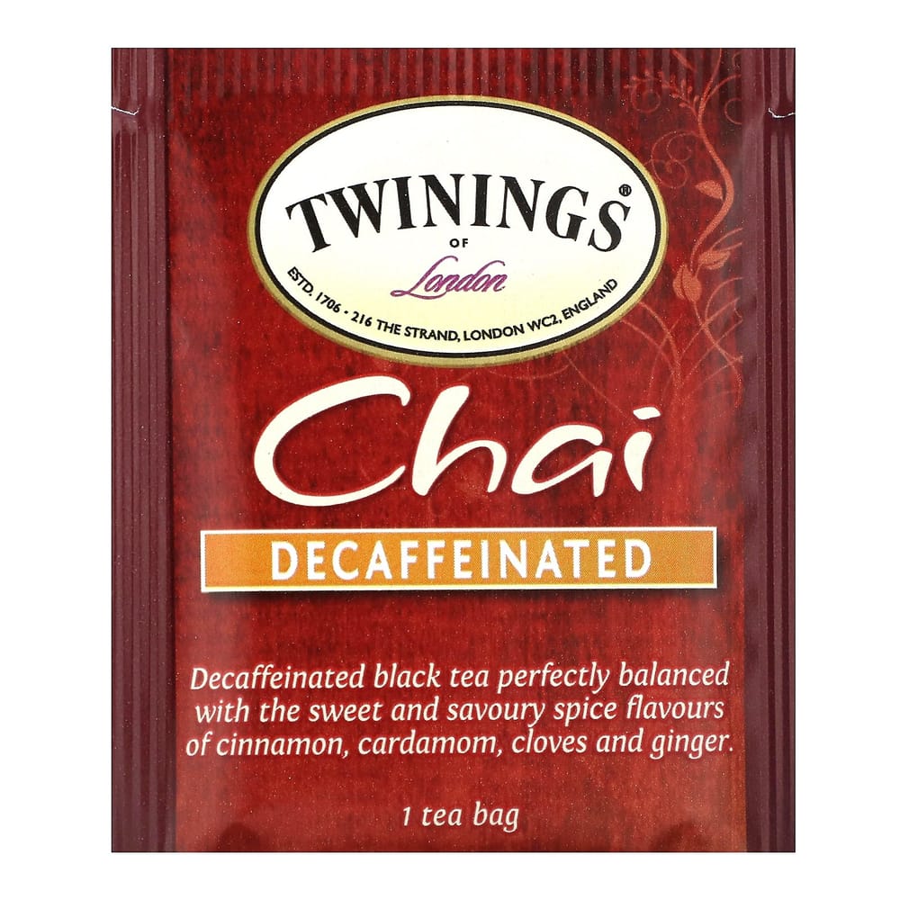Twinings Decaffeinated Chai Flavored Black Tea, 20 Tea Bags, 40g (1.41oz)