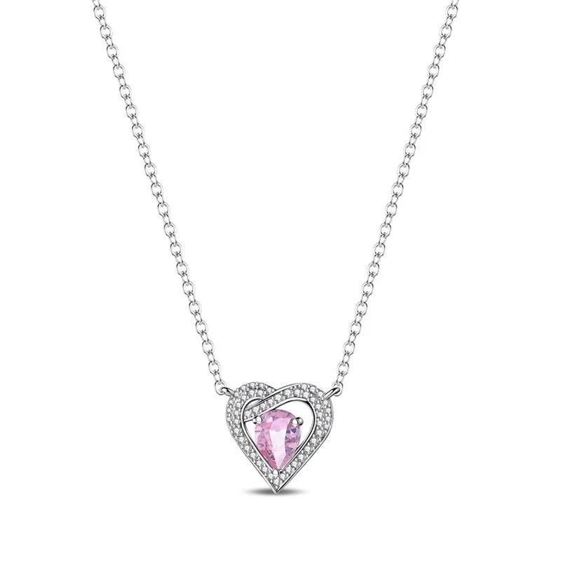 925 Silver Diamond Pendant Necklace Shiny Key Gem Heart Shaped Pearl Cross Lucky Chain for Women Fine Jewelry Gifts