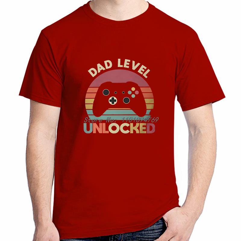 Fathers Day Daddy Grandpa Unisex Tshirt Dad Level Unlocked Retro New Dads Fashion Cotton Tshirt Streetwear Hipster Tees Tops