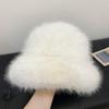 Winter warm advanced sense fluffy big head circumference bucket hat women