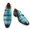 Fashion Deluex Monk Strap Penny Shoes High Quality Handmade Slip-On Loafers Office Business Fashion Skyblue Men's Shoes Genuine Leather