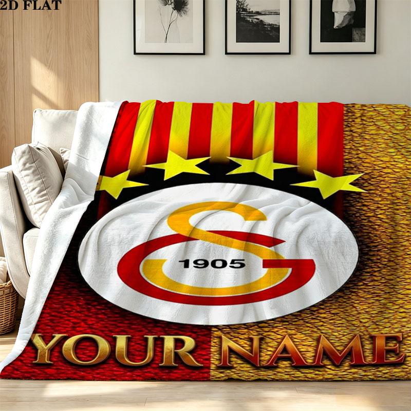 1PC Galatasaray S Custom Name Patterned Flannel Blanket Suitable For All Seasons for Home Decor Warmth and Comfort Gifts Holiday Present