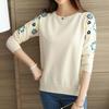 2026 Autumn Women's Korean Style Embroidered Knit Sweater - Long Sleeve, Round Neck, Thin Outerwear