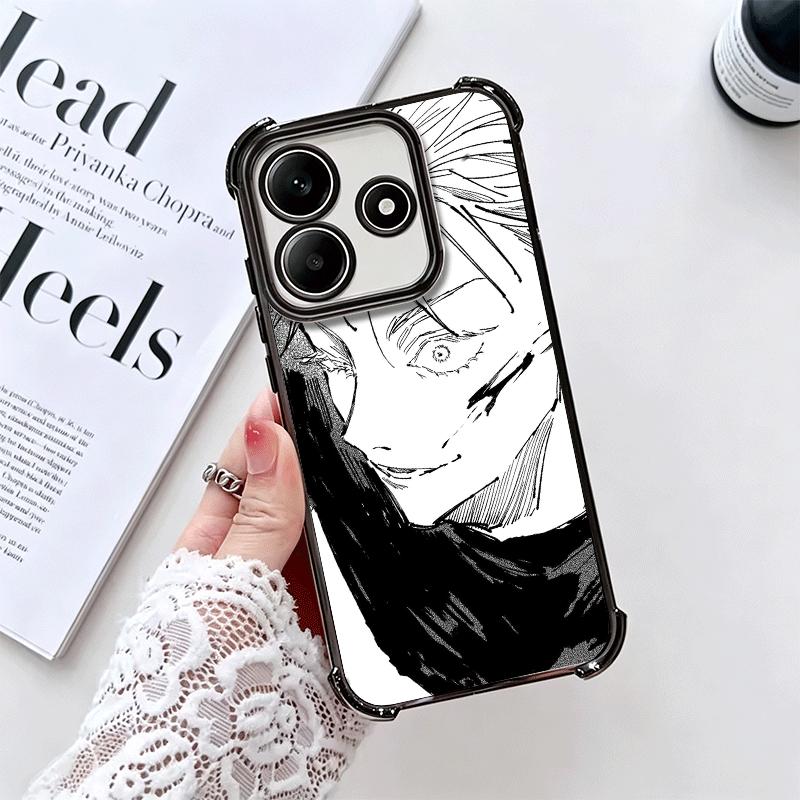 Cool Black JUJUSU Anime Soft Phone Case For Xiaomi Redmi Note 14 15 Pro Plus 13 12 11S 11T 5G 10 9S 9 Plating Anti-Fall Fundas