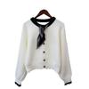 Autumn and winter new temperament sweater jacket design sense silk scarf celebrity loose knitted cardigan women