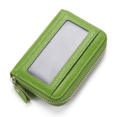 Carteira de Passaporte Gloriosa em Couro Genuíno com Porta-Moedas e Proteção Anti-Skimming [Tudo em Um] 12 Bolsos com Zíper (Verde)