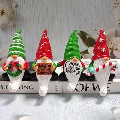 Creative Resin Christmas Gnome Ornament with White Beard for Desktop Decoration