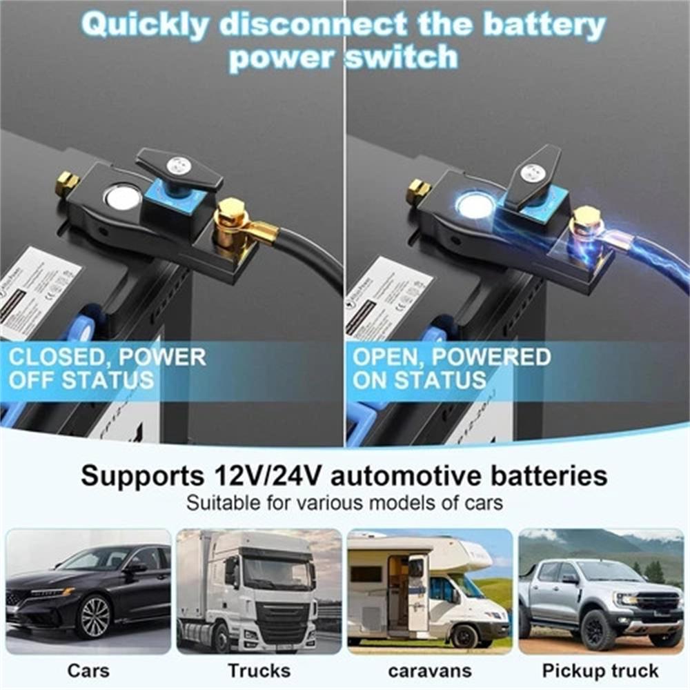 Battery Disconnect Switch - Heavy Duty - 12V Power Cut Kill Switch For Car/RV/Boat