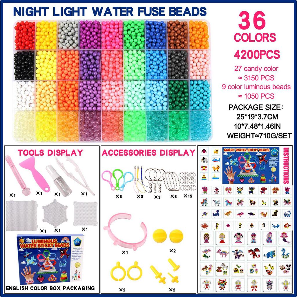 Water Magic Beads DIY Puzzle Set for Kids: Early Education Handmade Hama Beads