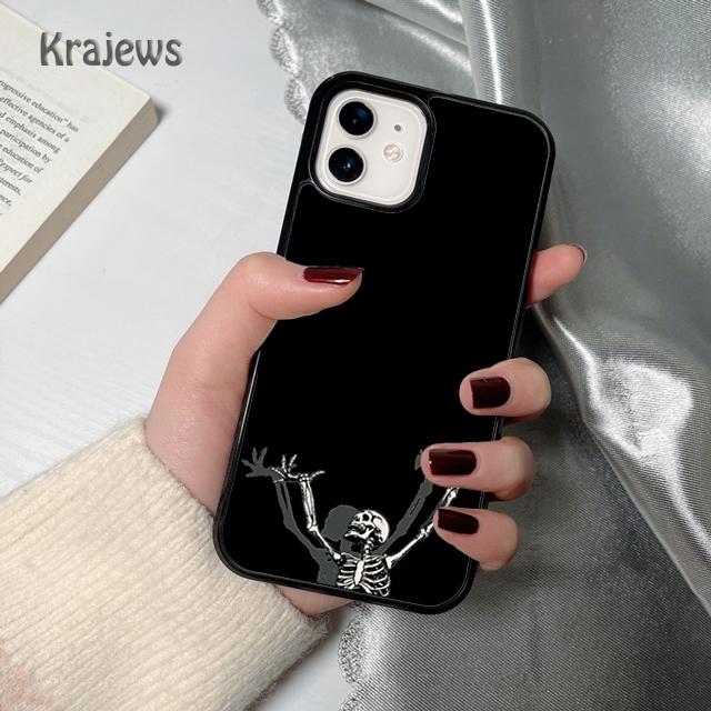 

Krajews Aesthetics Skeleton soft Phone Case Cover For iPhone 17 Air 16 15 14 plus 12 13 pro max coque Fundas iPhone 13pro