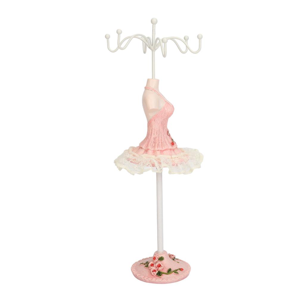 Earrings Necklace Princess Dress Stand Display Resin Human Model Jewelry Organizer Pink