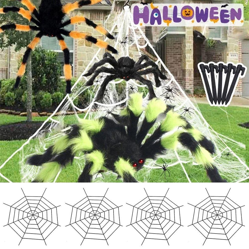 Festival Atmosphere 150cm/250cm Huge Spider Web Black/White Halloween Decoration Horror Scene Decoration Halloween Ornament Bar