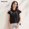 New Chinese Style Mulberry Silk Koi Embroidered Short Sleeve Top