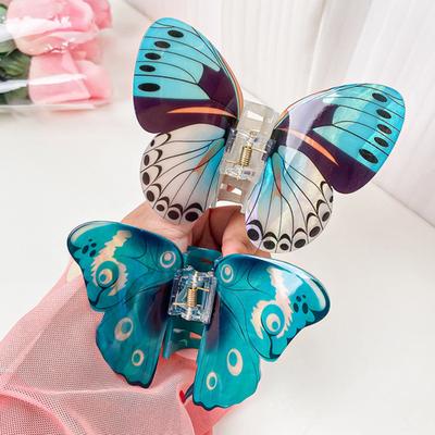 Women Hair Claw Colorful Imitation Butterflies Design Hair Clip Non-Slip Secure Grip Back Head Hair Clip Hair Accessories