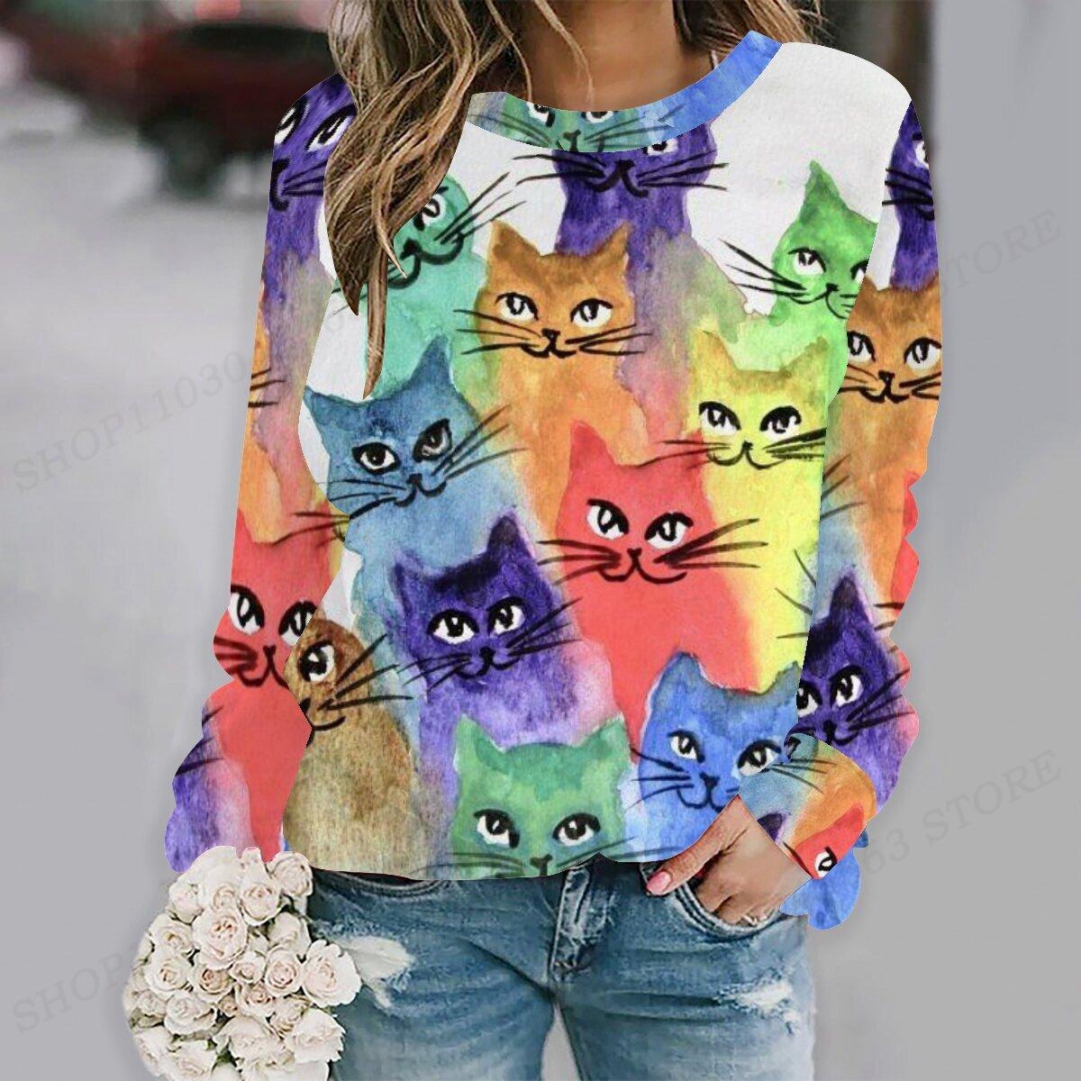 

Женские толстовки с 3D милым принтом кота, толстовка с длинными рукавами, толстовка с котом, женские модные спортивные костюмы с животными, каваи, пальто для девочек XL