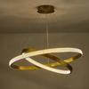 Ceiling Lamp Hanging Chandelier Led + Remote Control 43W 80/60Cm 2 Rings Gold