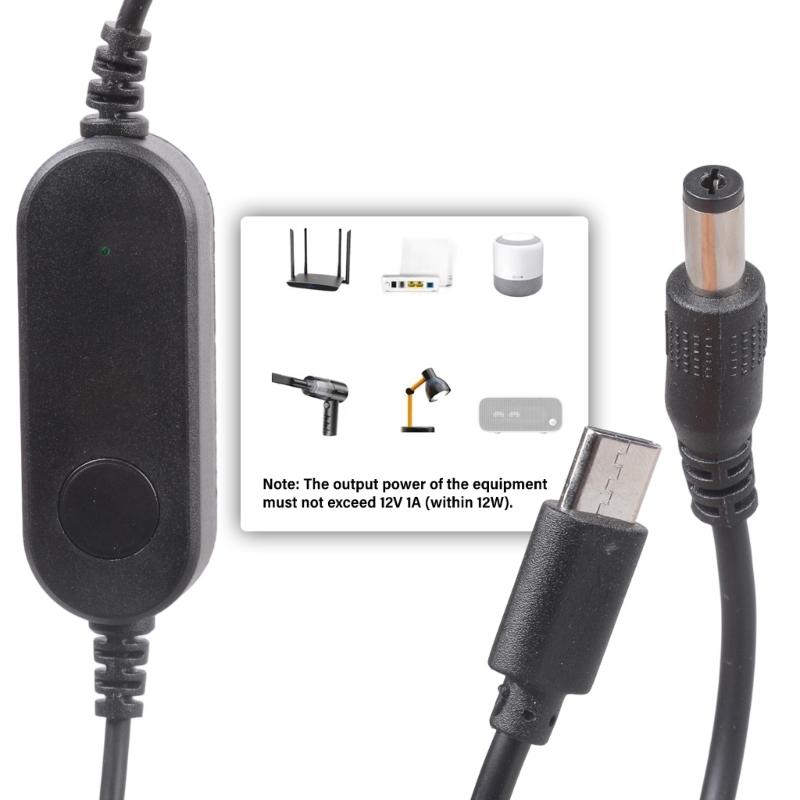 5V To 12V Voltages Boosters Cable USB C To 5.5x2.1mm Converters 12W Output For Electronics And DIY Projects