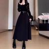 Elegantes kleines schwarzes Kleid für zierliche Frauen mit taillierter Taille - Französischer Hepburn-Stil für den frühen Herbst 2025