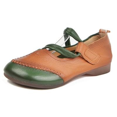 Zapatos Casuales Cómodos de Diseño Étnico Clásico para Mujer con Suela Plana y Punta Cuadrada Otoño Nuevo Zapatos Retro Sandalias para Mujer
