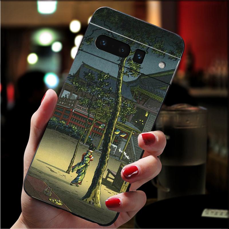 

Phone Case For Google Pixel 10 9 Pro XL 9A 8 7 6 Pro Pixel 8A 7A 6A Pixel 8 7 6 5 Japanese style Art Crane Fuji Mountain Google Pixel 9
