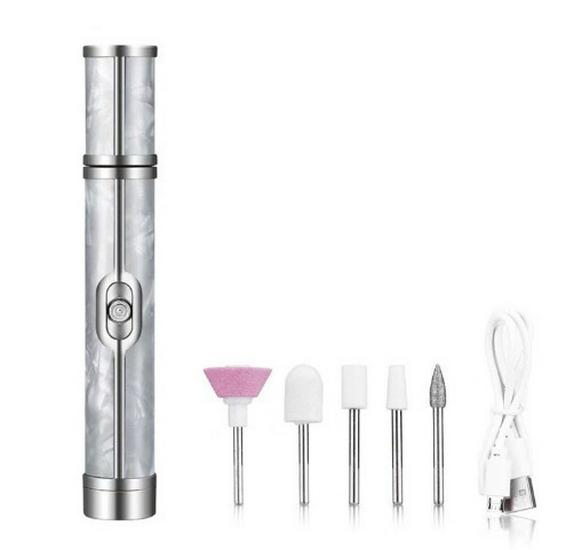 Rechargeable Electric Nail File & Grinder for Manicure and Dead Skin Removal - Gray Nail Care Tool