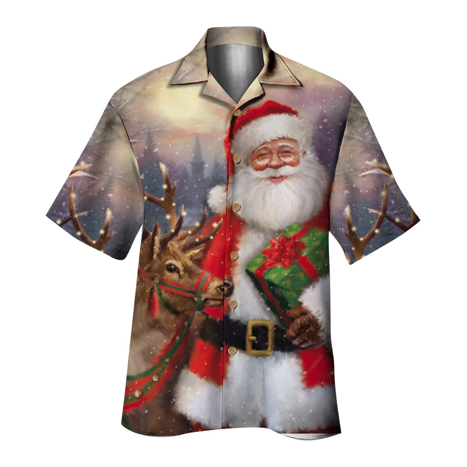 

Модная рубашка Рождество Весна Лето Топ с 3D цифровой печатью XL серый