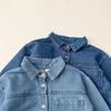 Baby-Denim-Set Jungen Mädchen Vintage Langarm-Oberteil Hose 2-teiliges Kleinkind Lässiges Outfit
