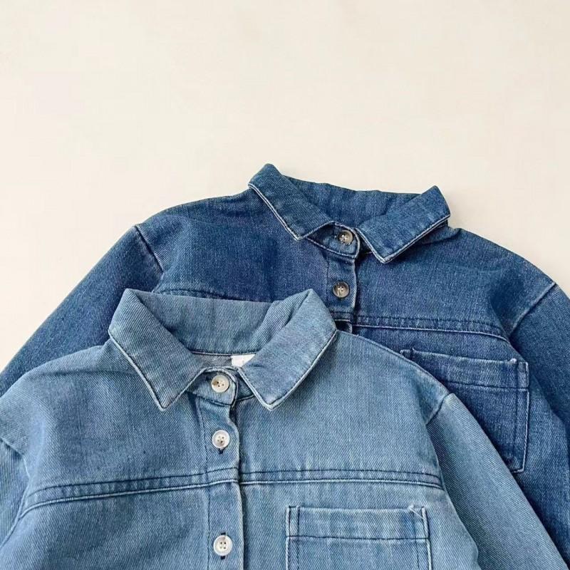 Baby-Denim-Set Jungen Mädchen Vintage Langarm-Oberteil Hose 2-teiliges Kleinkind Lässiges Outfit