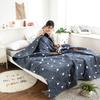 Dark Blue Summer Quilt With White Triangle Lightweight Breathable Cotton Comforter For Summer Bedroom