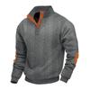 Jacquard Herren Button-Down Stehkragen Patchwork Henley Langarm Casual Sweatshirt