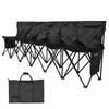 Portable Folding Bench, 6 Seat Soccer Bench with Multiple Storage Pockets & Carrying Bag, Lightweight Sideline Seating with Back Rest for Football,