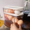 White Roll Off Egg Storage Rack Double-layer Egg Storage Box Rolling Egg Dispenser  for Household