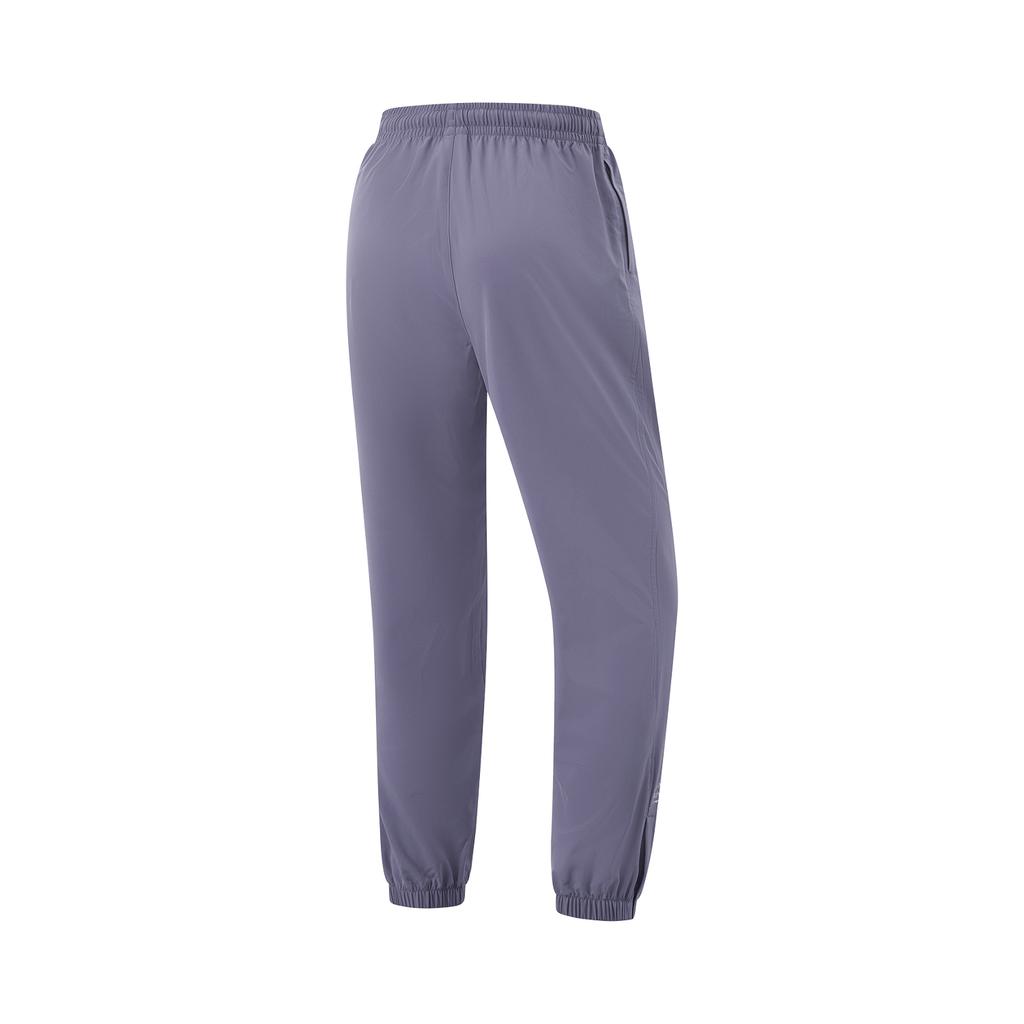 Li-Ning Fitness Series Casual Simple Solid Color Tapered Knit Sports Pants Women Bottoms Dark-Gray Purple AYKV224-4