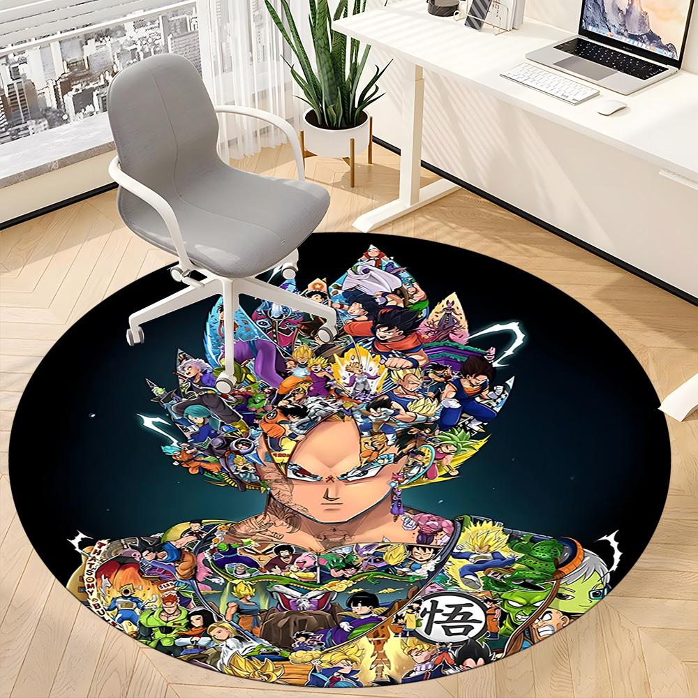 1pc Dragon Ball Characters Office Round Area Rug,  Under Office Chairs Bedroom Living Room Home Decor A0926189