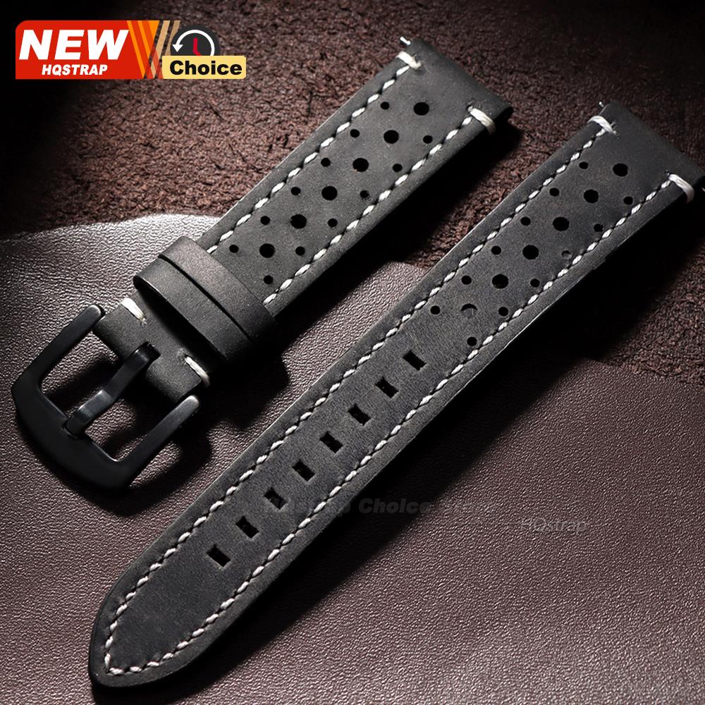 18/19/21/24mm 20/22mm Perforated Breathable Watch Strap for Seiko Bracelet for Rolex Band Smartwatch Leather Men Women Wristband