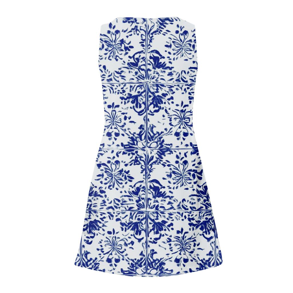 Women's Summer Floral High Waist Bohemian Dress Casual Hawaiian Flowing V Neck Holiday Dress