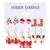6 Pairs Christmas Combination Earrings Set for Women Shiny Zircon Xmas Tree Snowflake Santa Claus Stud Earring Party Jewelry