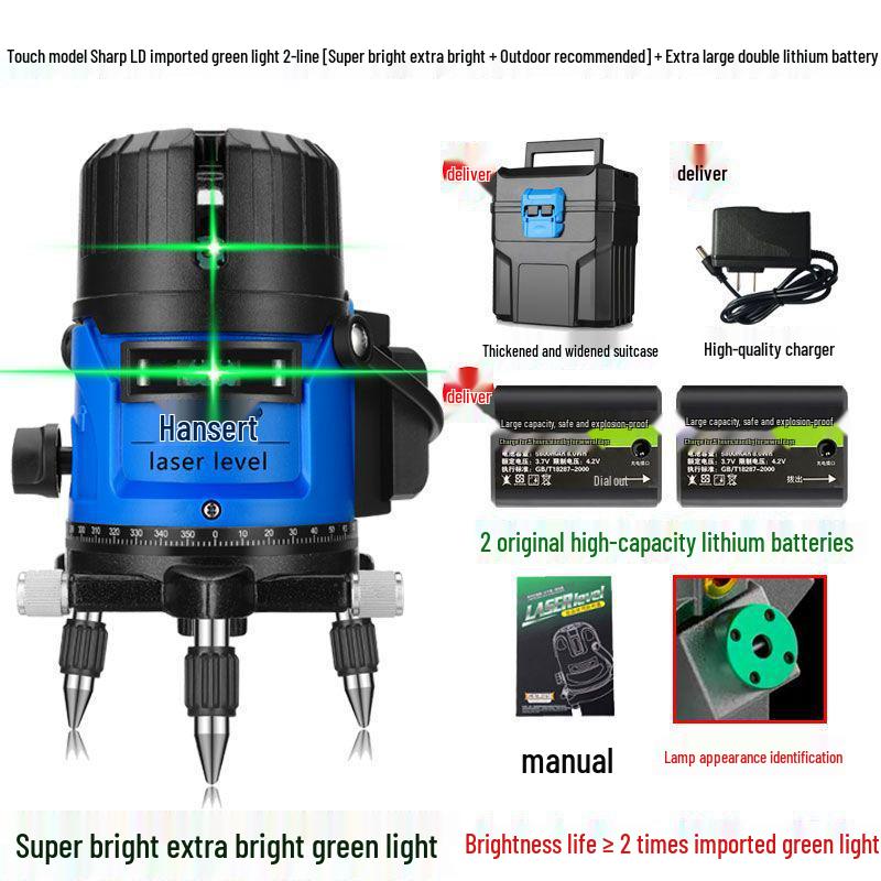 High Precision Automatic Infrared & Green Light Laser Level with 2, 3, 5-Line Projection