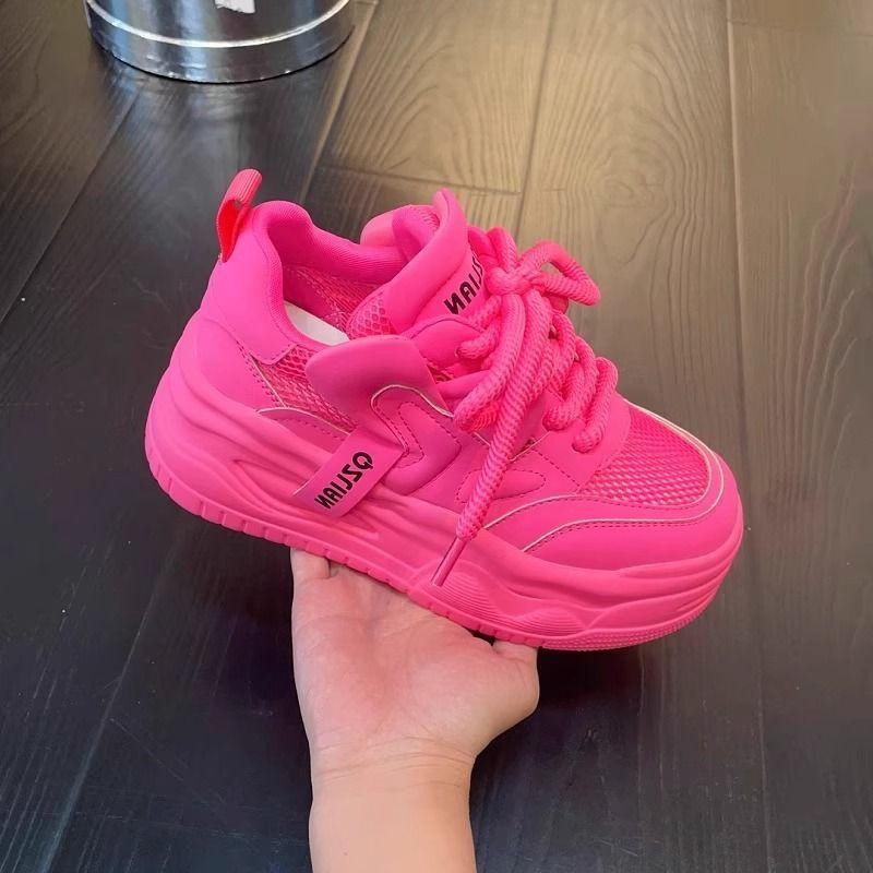 

Белые туфли на небольшой платформе женские летние новые супер огонь универсальные повседневные кеды сетчатые дышащие одинарные туфли 36 розы красного