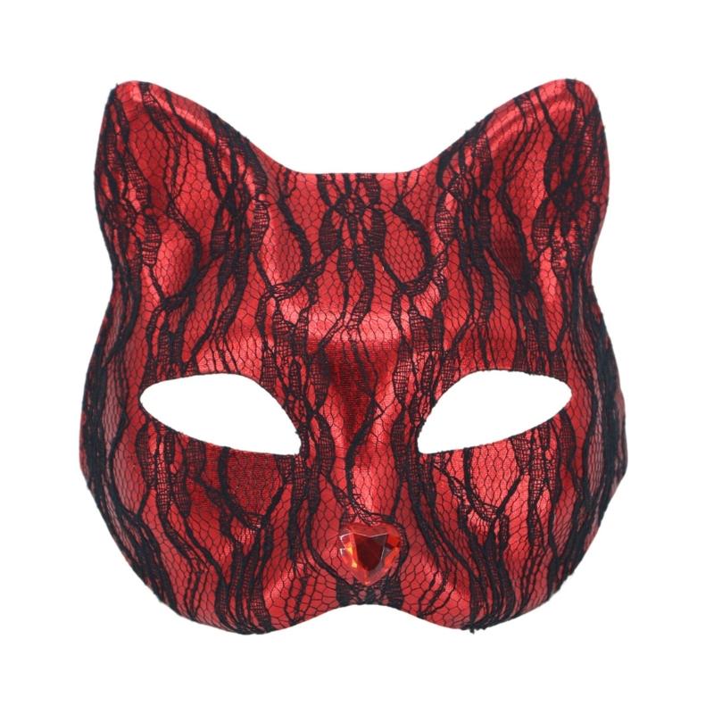 Elegant Cats Face Lace Snake Pattern Mask Costume Mask For Masquerades Ball Halloween Party And Cosplay